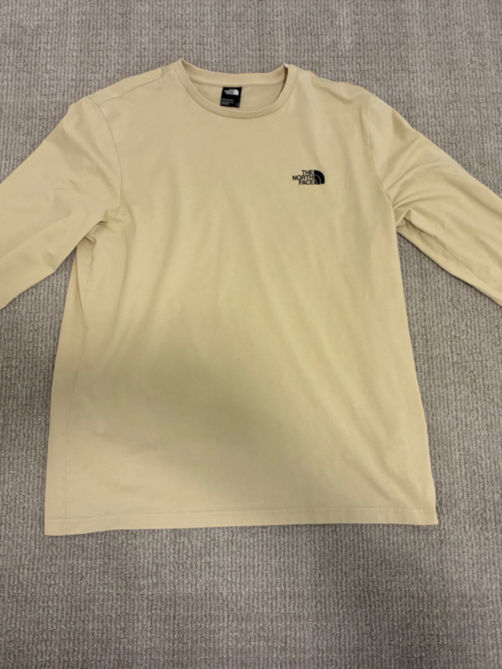 The North Face Men's Long Sleeve Tee - Light Beige with Black Logo